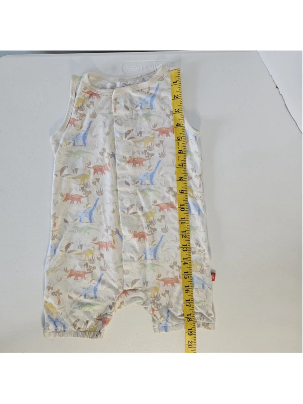 Magnetic Me Ext Roar Dinary Baby Bodysuit 18-24 Months Beige Blue Dinosaur Print